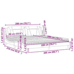 vidaXL "Viana" Bed with Mattress Grey 200x200 cm Artificial Leather