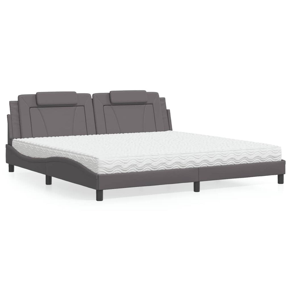 vidaXL "Viana" Bed with Mattress Grey 200x200 cm Artificial Leather