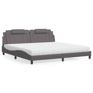 vidaXL "Viana" Bed with Mattress Grey 200x200 cm Artificial Leather