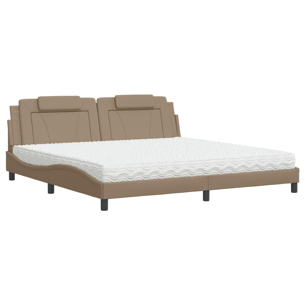 vidaXL "Viana" Bed with Mattress Cappuccino Brown 200x200 cm Faux Leather