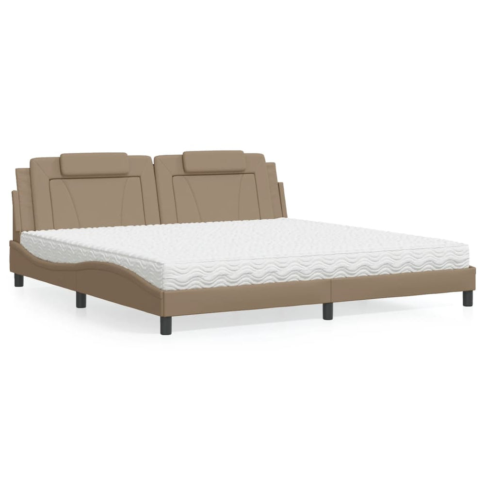 vidaXL "Viana" Bed with Mattress Cappuccino Brown 200x200 cm Faux Leather