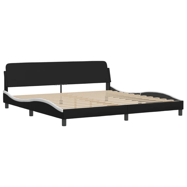 vidaXL Bed "Viana" with Mattress Black and White 200x200 cm Faux Leather