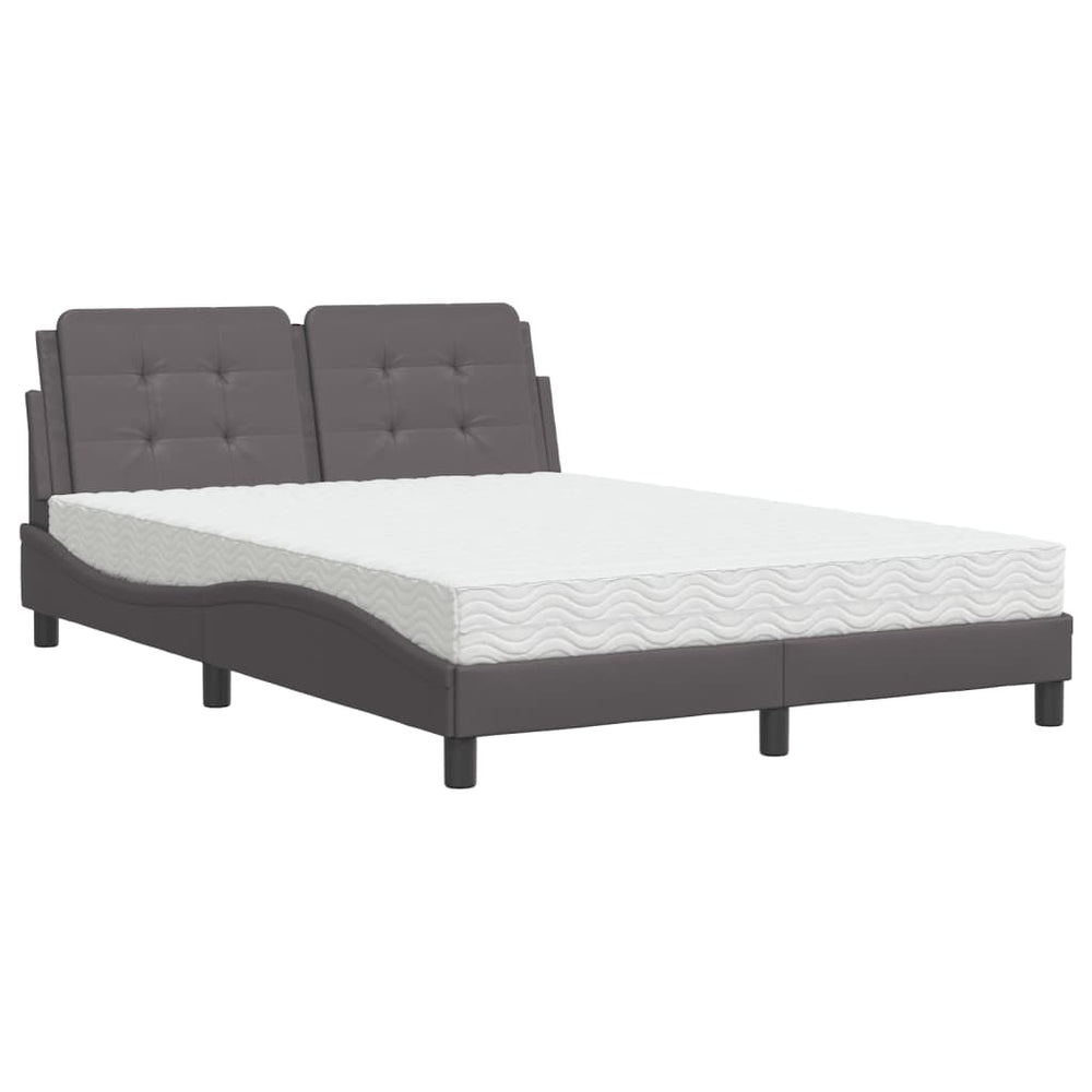 vidaXL Bed with Mattress "Zadar" Grey 140x200 cm Faux Leather