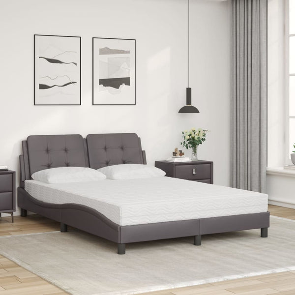 vidaXL Bed with Mattress "Zadar" Grey 140x200 cm Faux Leather