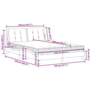 vidaXL Bed with Mattress "Zadar" Grey 140x200 cm Faux Leather