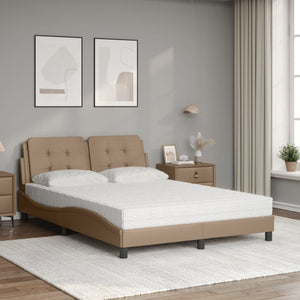 vidaXL Bed with Mattress "Zadar" Cappuccino Brown 140x200 cm Faux Leather