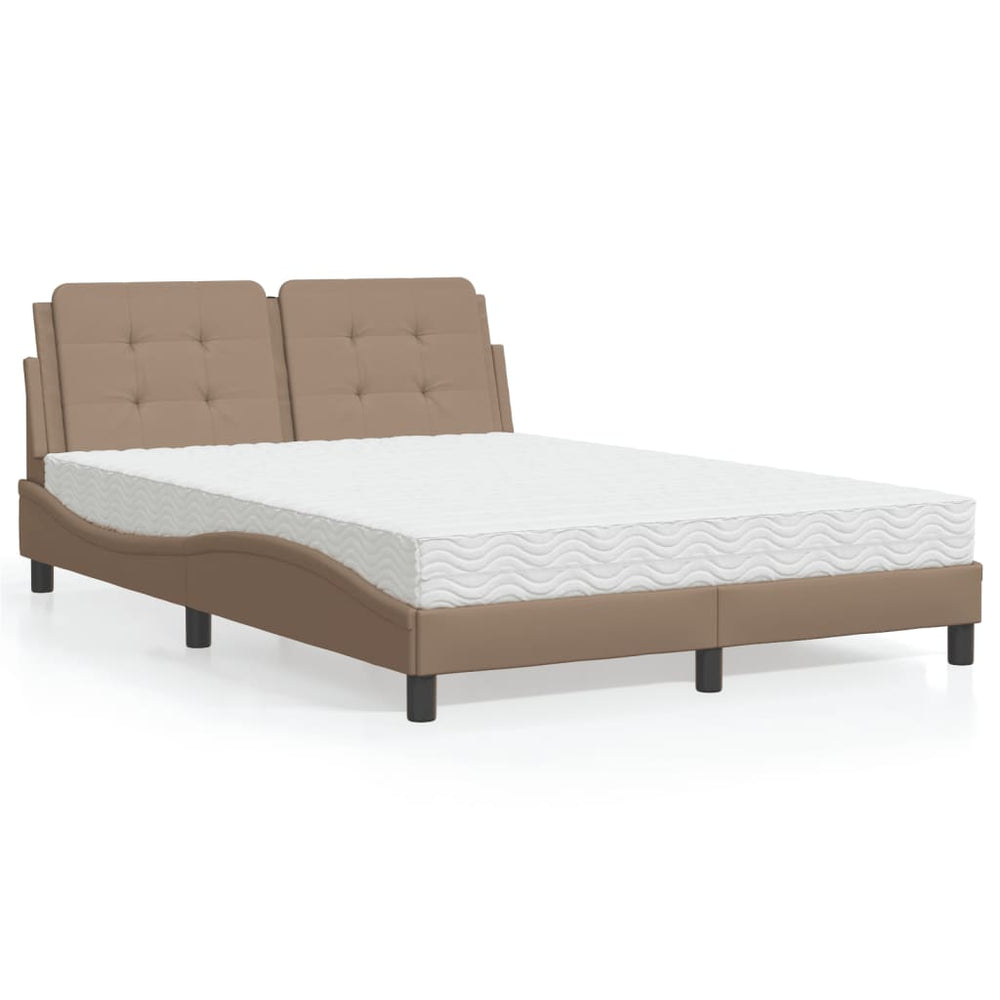 vidaXL Bed with Mattress "Zadar" Cappuccino Brown 140x200 cm Faux Leather