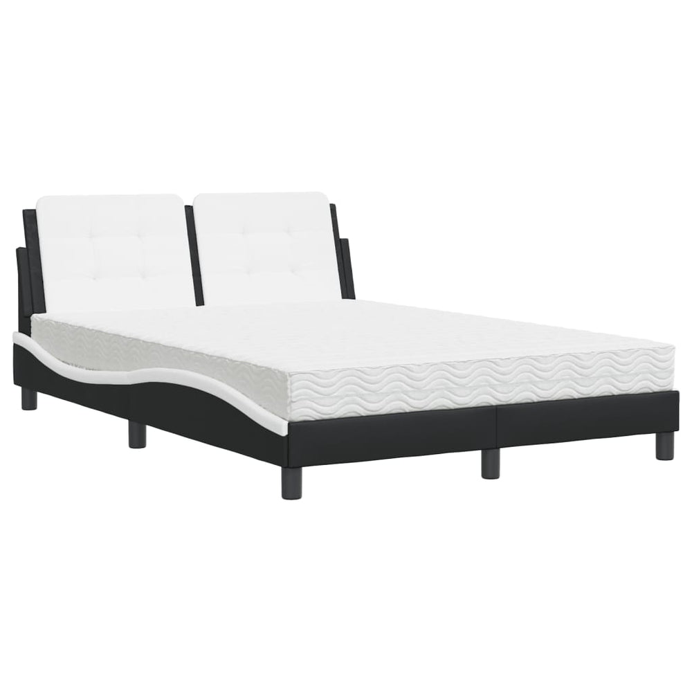 vidaXL Bed with Mattress "Zadar" Black and White 140x200 cm Faux Leather