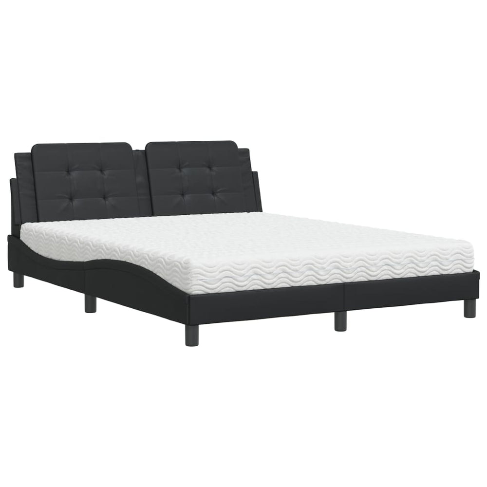 vidaXL Bed with mattress "Zadar" Black 160x200 cm Faux Leather