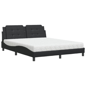 vidaXL Bed with mattress "Zadar" Black 160x200 cm Faux Leather