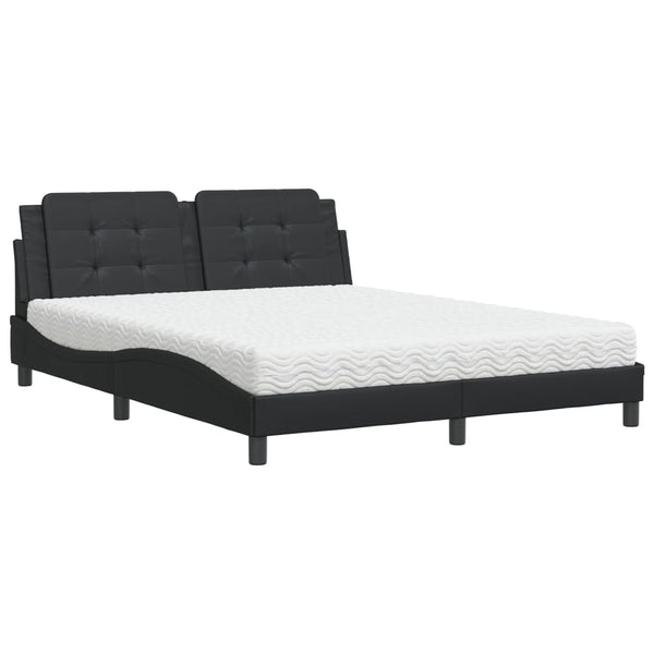 vidaXL Bed with mattress "Zadar" Black 160x200 cm Faux Leather