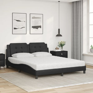 vidaXL Bed with mattress "Zadar" Black 160x200 cm Faux Leather