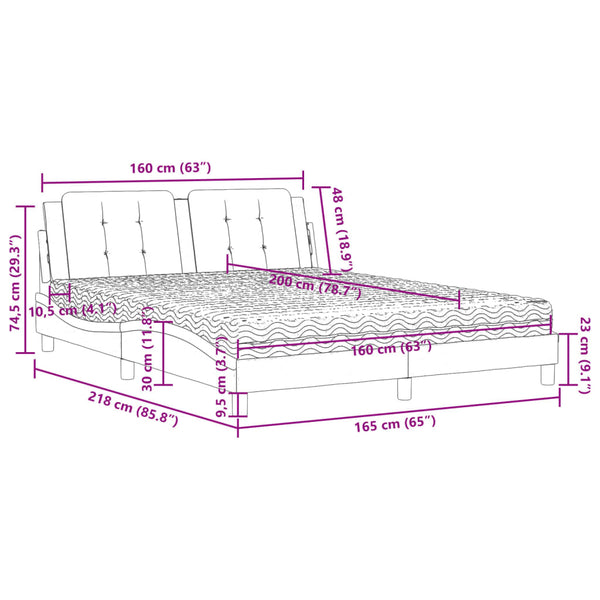vidaXL Bed with mattress "Zadar" Black 160x200 cm Faux Leather