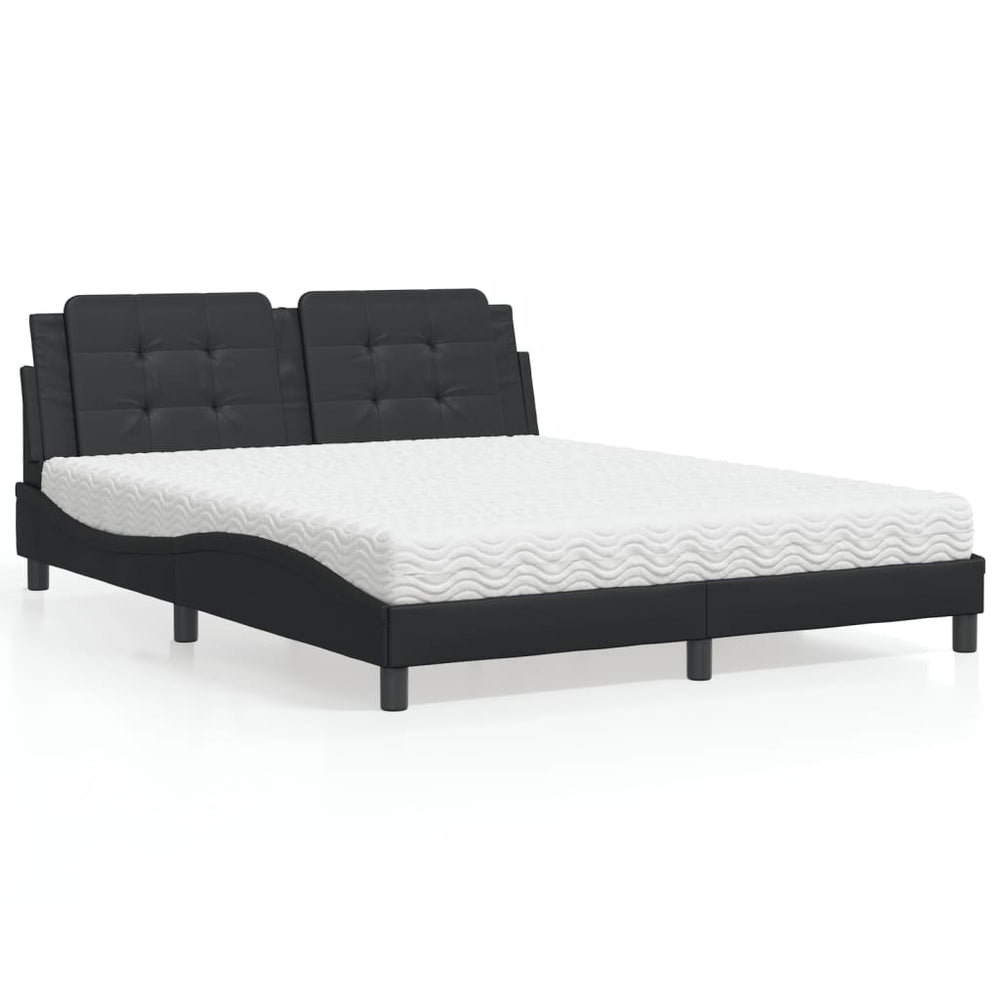 vidaXL Bed with mattress "Zadar" Black 160x200 cm Faux Leather