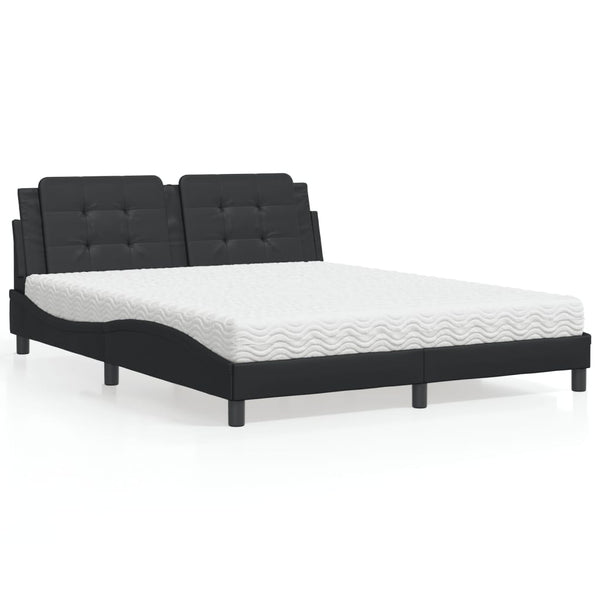 vidaXL Bed with mattress "Zadar" Black 160x200 cm Faux Leather