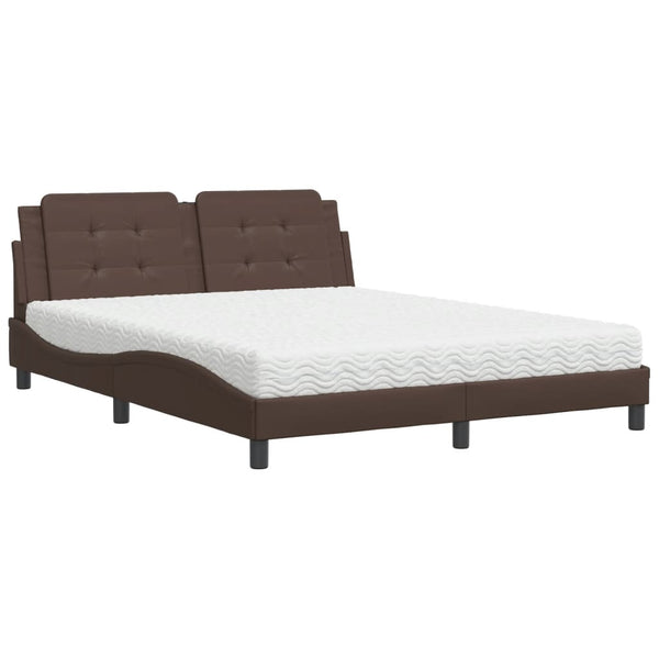 vidaXL Bed with Mattress "Zadar" Brown 160x200 cm Faux Leather