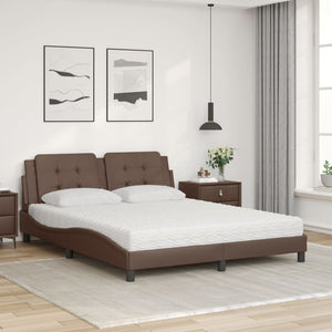 vidaXL Bed with Mattress "Zadar" Brown 160x200 cm Faux Leather