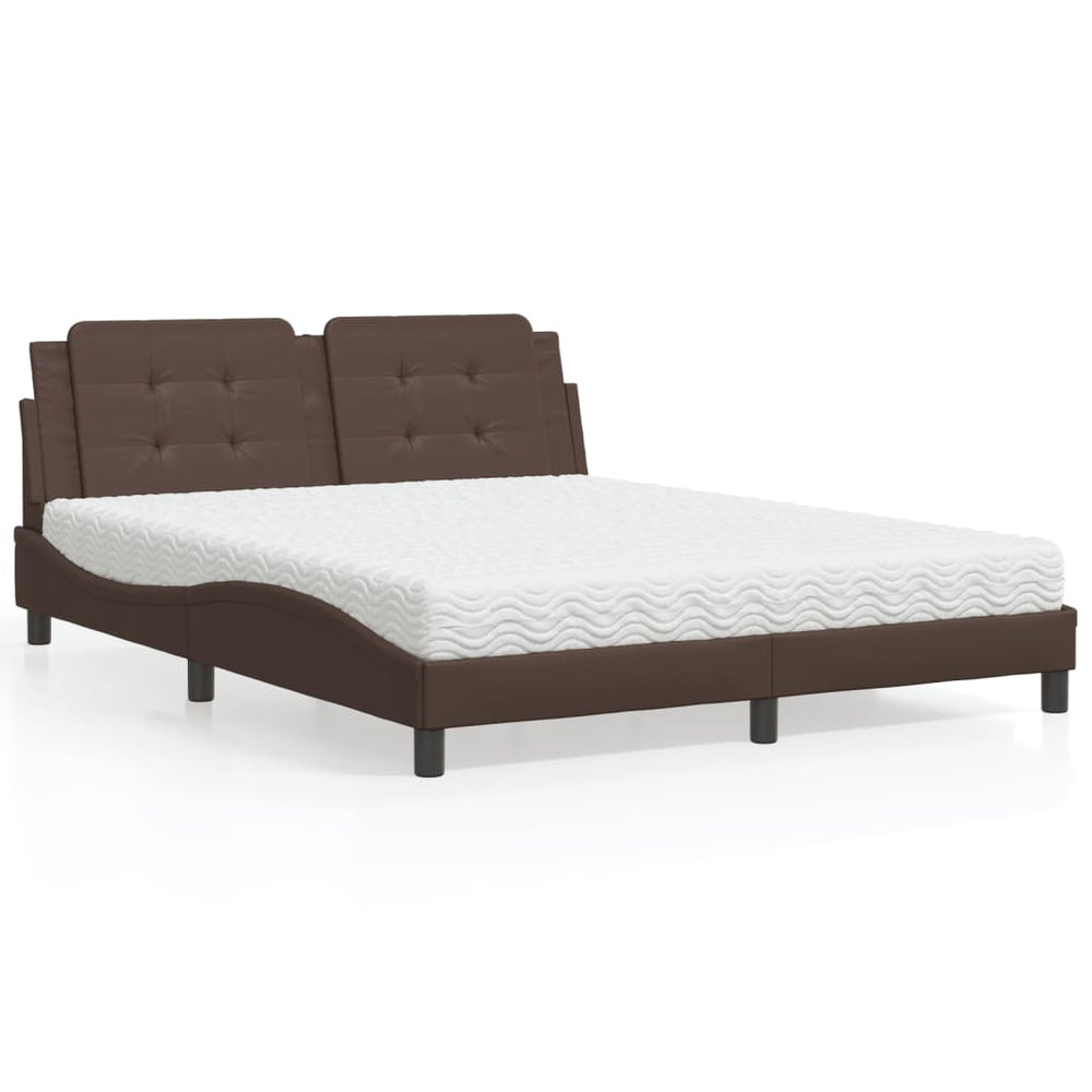 vidaXL Bed with Mattress "Zadar" Brown 160x200 cm Faux Leather