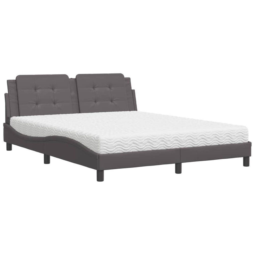 vidaXL Bed with Mattress "Zadar" Grey 160x200 cm Faux Leather
