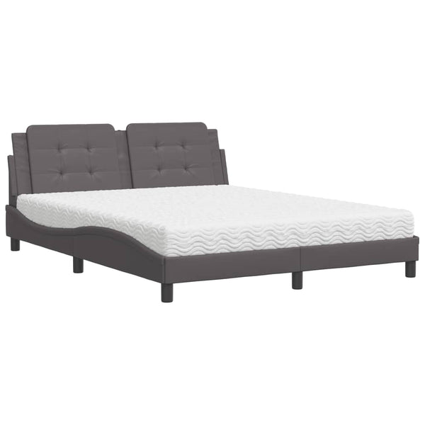 vidaXL Bed with Mattress "Zadar" Grey 160x200 cm Faux Leather