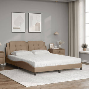 vidaXL Bed with Mattress "Zadar" Cappuccino Brown 160x200 cm Faux Leather