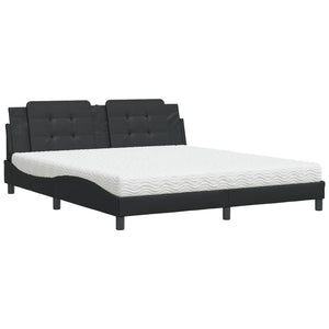 vidaXL Bed with Mattress "Zadar" Black 180x200 cm Faux Leather