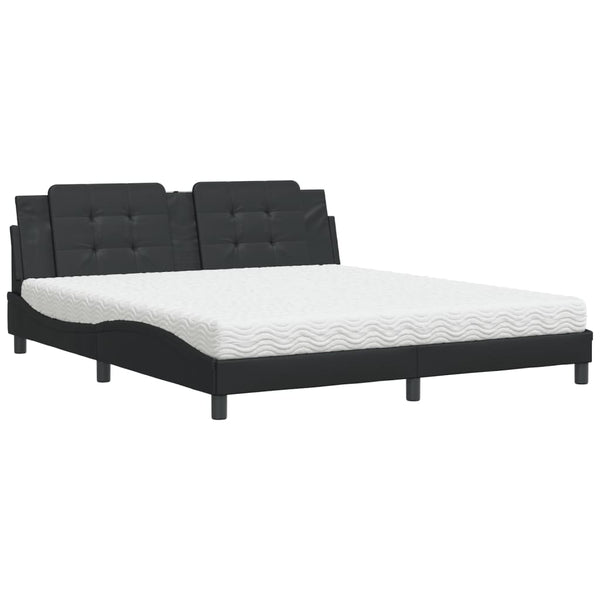 vidaXL Bed with Mattress "Zadar" Black 180x200 cm Faux Leather