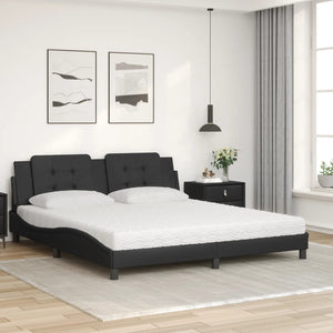 vidaXL Bed with Mattress "Zadar" Black 180x200 cm Faux Leather