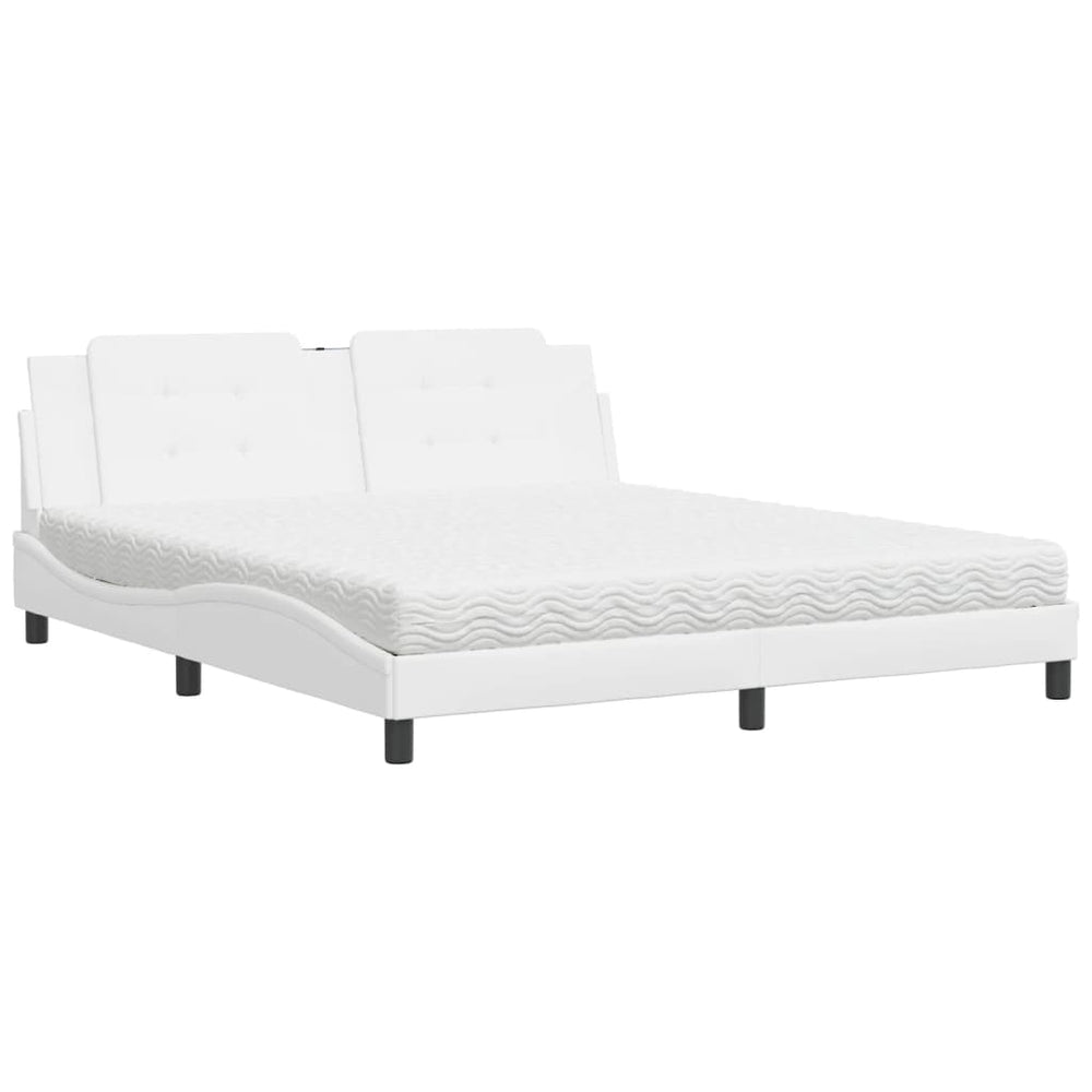 vidaXL Bed with Mattress "Zadar" White 180x200 cm Faux Leather