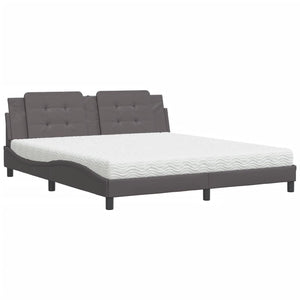vidaXL Bed with Mattress "Zadar" Grey 180x200 cm Faux Leather