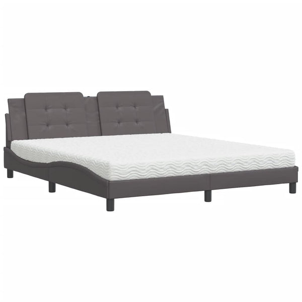 vidaXL Bed with Mattress "Zadar" Grey 180x200 cm Faux Leather