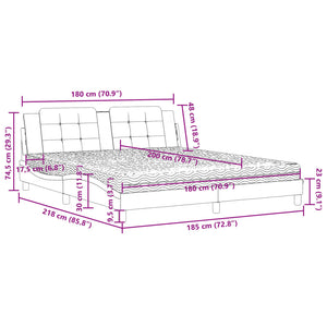 vidaXL Bed with Mattress "Zadar" Grey 180x200 cm Faux Leather