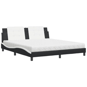 vidaXL "Zadar" Bed with Mattress Black and White 180x200 cm Faux Leather