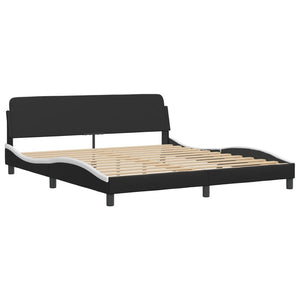 vidaXL "Zadar" Bed with Mattress Black and White 180x200 cm Faux Leather
