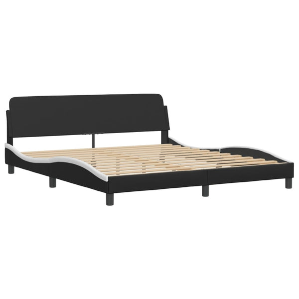 vidaXL "Zadar" Bed with Mattress Black and White 180x200 cm Faux Leather