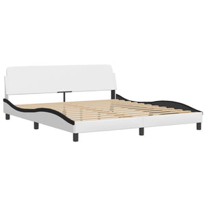 vidaXL Bed with Mattress "Zadar" White and Black 180x200 cm Faux Leather