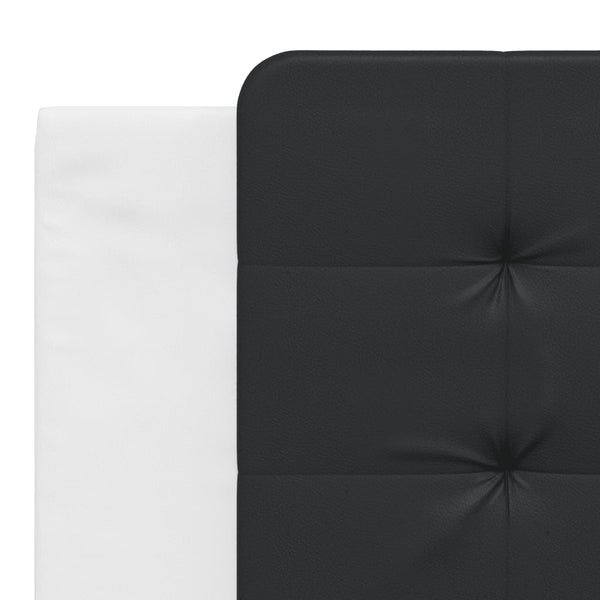 vidaXL Bed with Mattress "Zadar" White and Black 180x200 cm Faux Leather