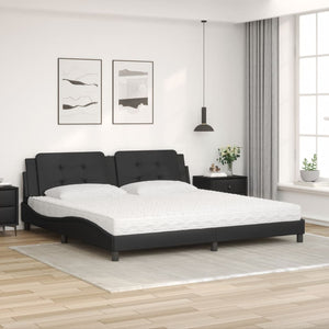 vidaXL Bed with Mattress "Zadar" Black 200x200 cm Faux Leather
