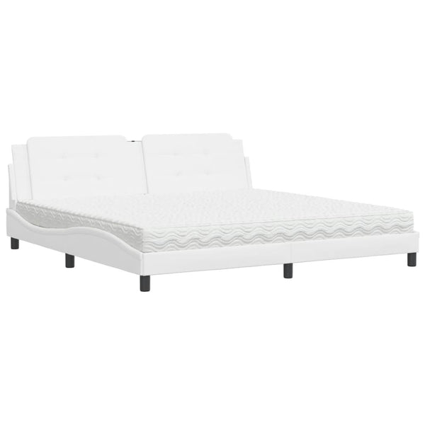 vidaXL Bed with mattress "Zadar" White 200x200 cm Faux leather