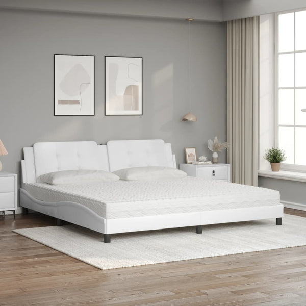 vidaXL Bed with mattress "Zadar" White 200x200 cm Faux leather