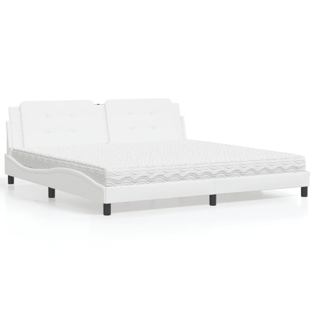 vidaXL Bed with mattress "Zadar" White 200x200 cm Faux leather