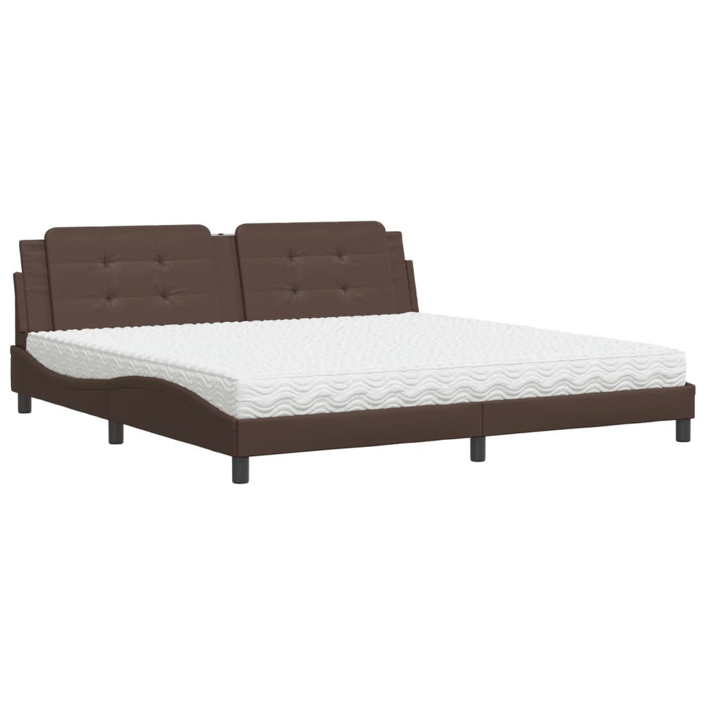 vidaXL Bed with Mattress "Zadar" Brown 200x200 cm Faux Leather