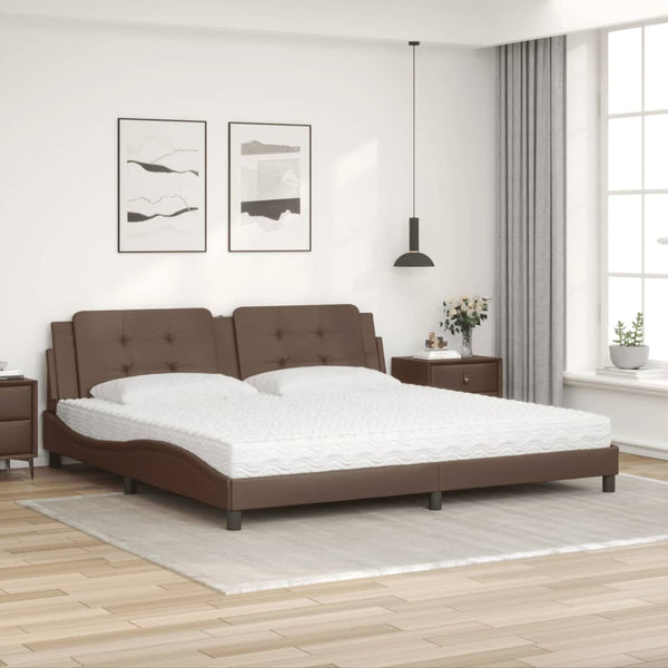 vidaXL Bed with Mattress "Zadar" Brown 200x200 cm Faux Leather