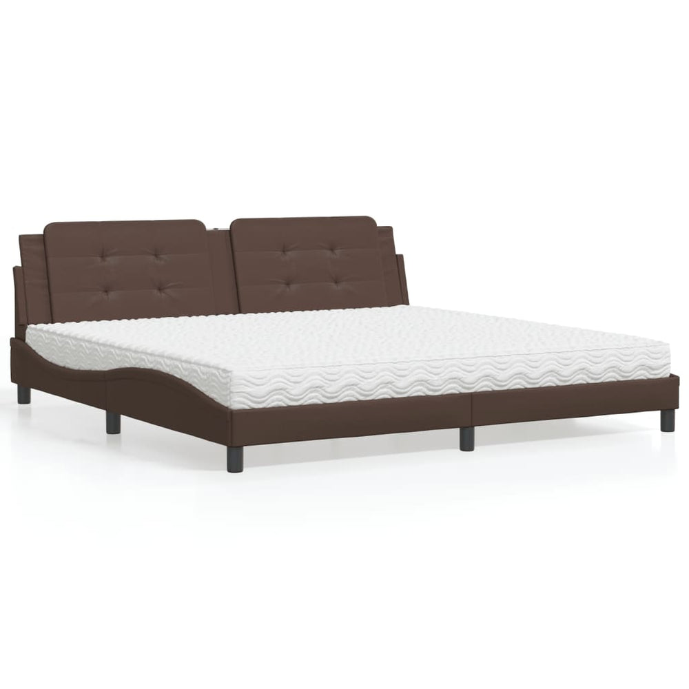 vidaXL Bed with Mattress "Zadar" Brown 200x200 cm Faux Leather