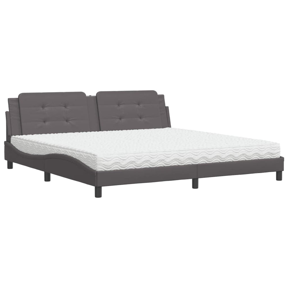 vidaXL Bed with Mattress "Zadar" Grey 200x200 cm Faux Leather
