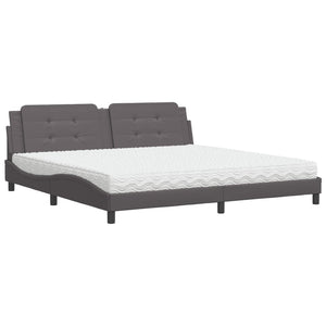 vidaXL Bed with Mattress "Zadar" Grey 200x200 cm Faux Leather
