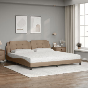 vidaXL Bed with Mattress "Zadar" Cappuccino Brown 200x200 cm Faux Leather