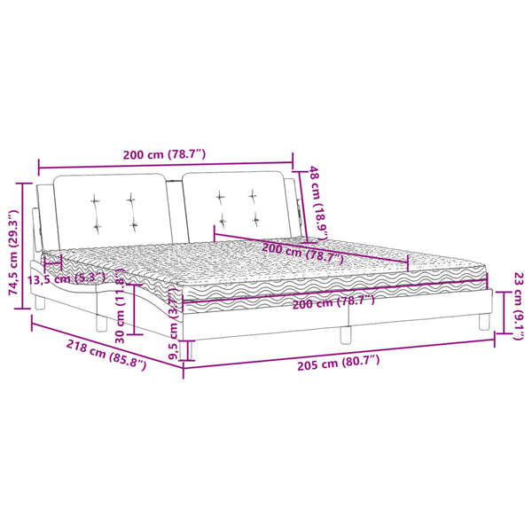 vidaXL Bed with Mattress "Zadar" Cappuccino Brown 200x200 cm Faux Leather