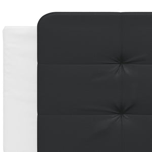 vidaXL Bed with Mattress "Zadar" White and Black 200x200 cm Faux Leather