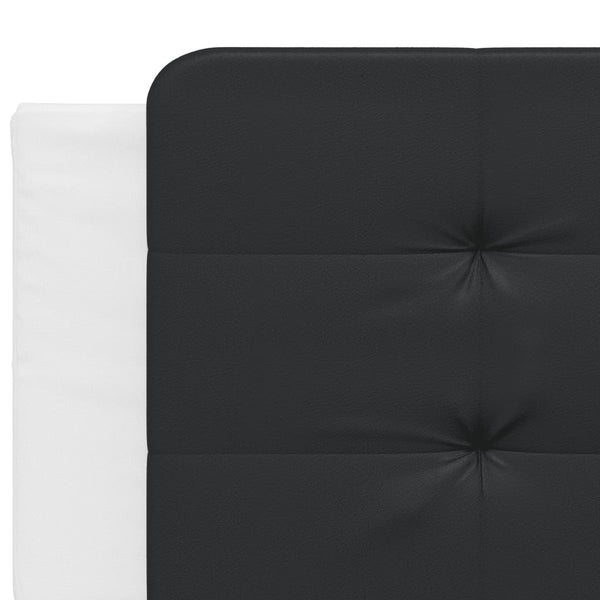 vidaXL Bed with Mattress "Zadar" White and Black 200x200 cm Faux Leather